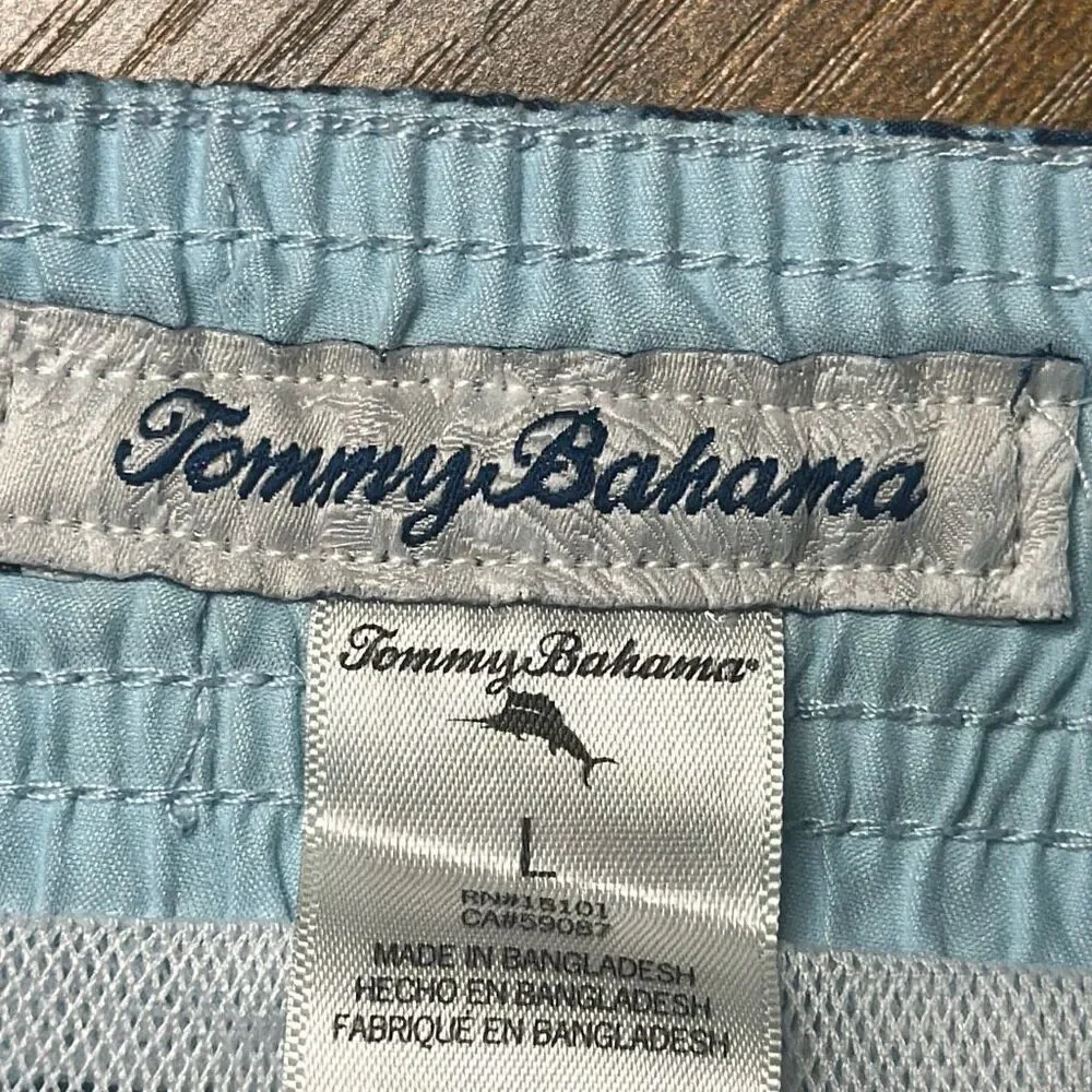 Tommy Bahama Swim Trunks Blue ‎ Floral Swimwear size L Large Board Shorts